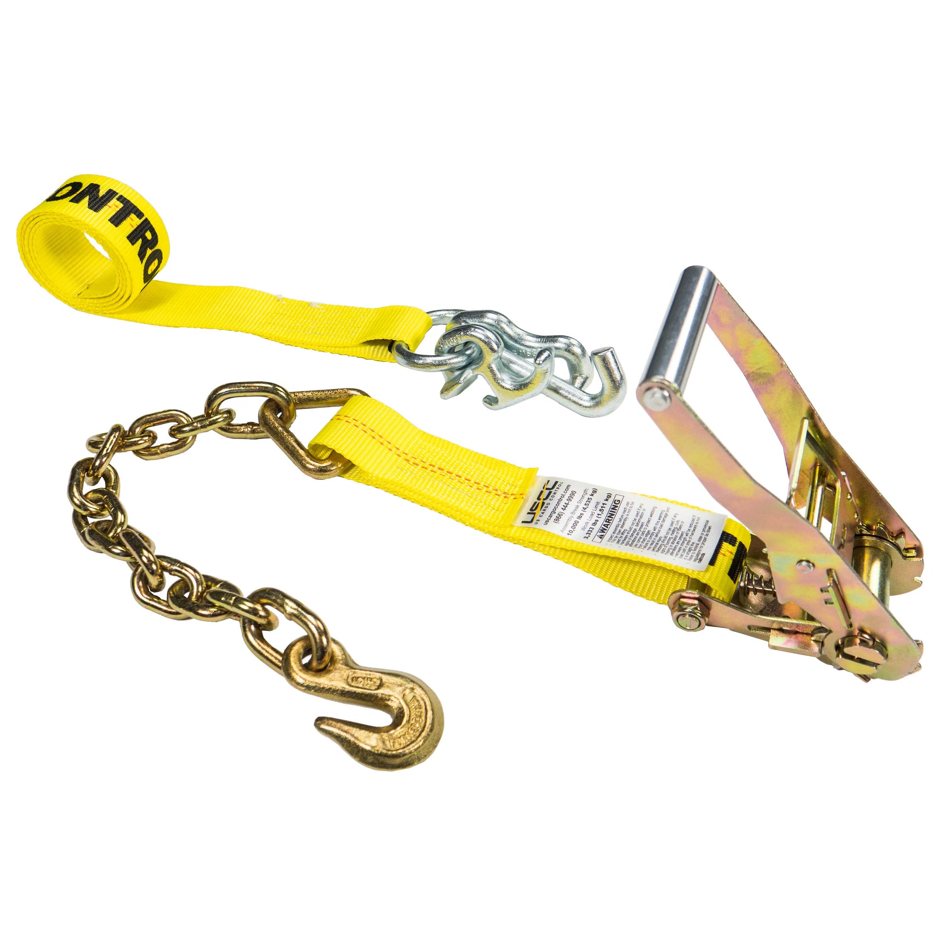 2 inch x 8 foot Ratchet Strap with Chain Extension and RTJ Cluster Hook image 1 of 9