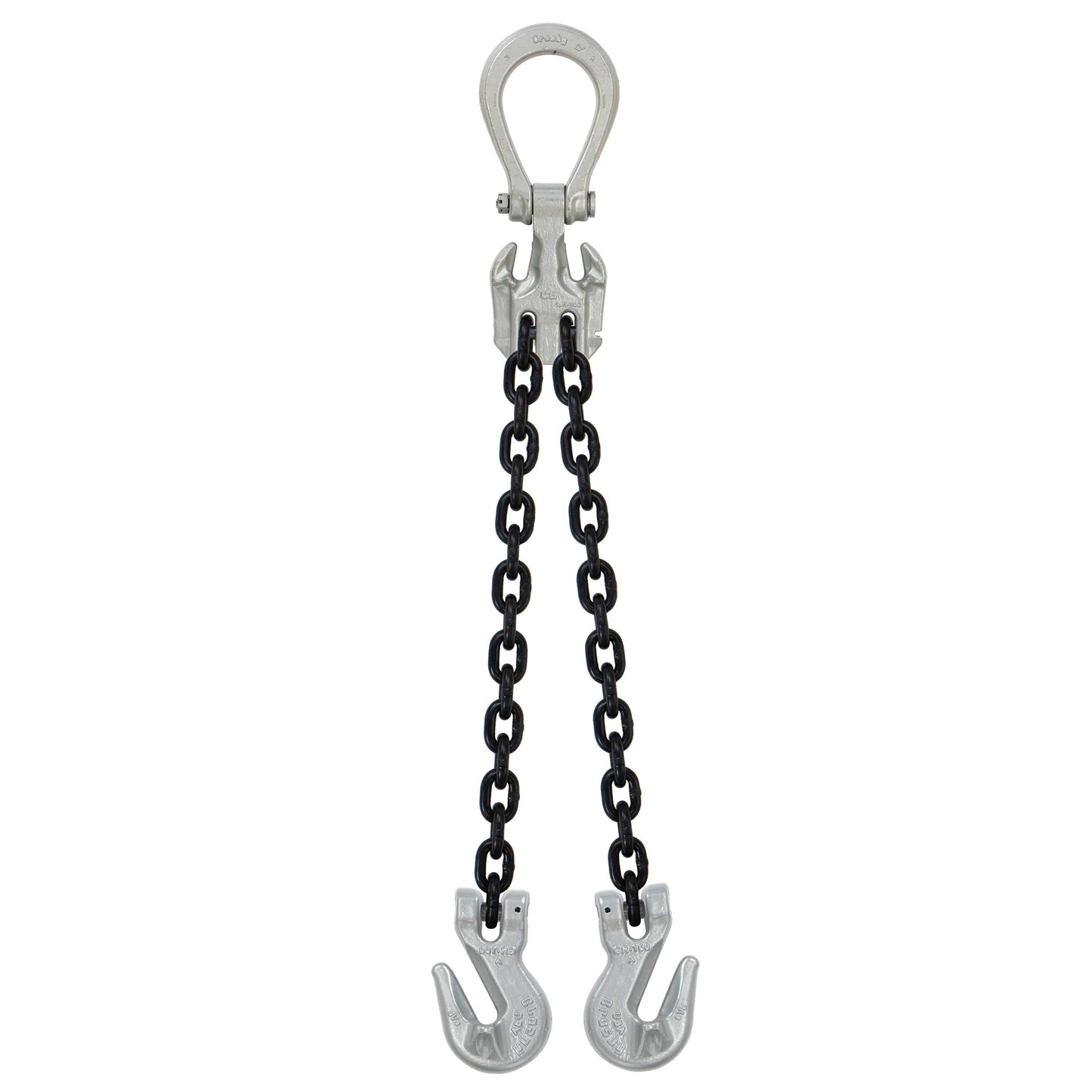 58 inch x 15 foot Crosby Adjustable 2 Leg Chain Sling w Grab Hooks Grade 100 image 1 of 2