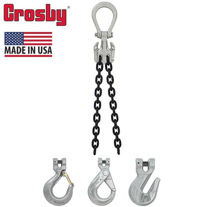 58 inch x 10 foot Crosby Adjustable 2 Leg Chain Sling w Grab Hooks Grade 100 image 2 of 2