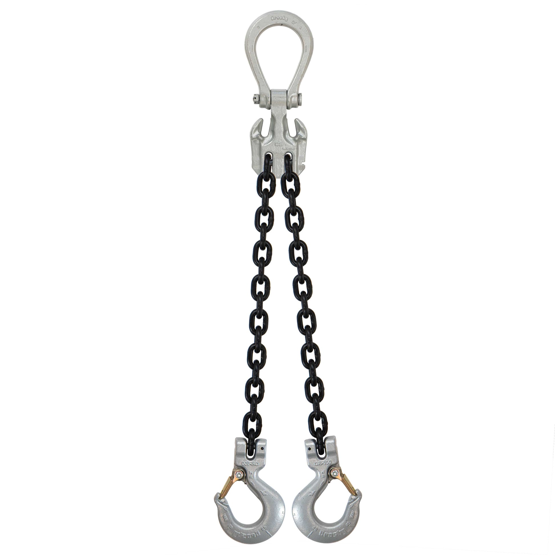 58 inch x 20 foot Crosby Adjustable 2 Leg Chain Sling w Sling Hooks Grade 100 image 1 of 2