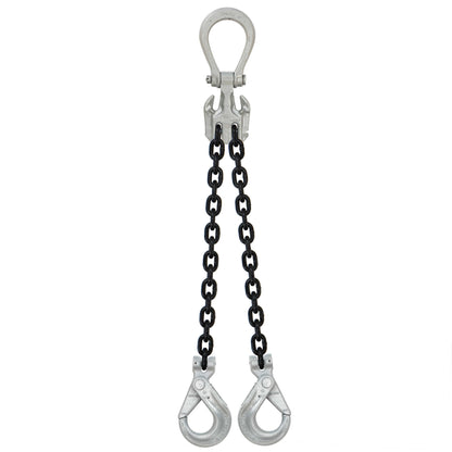 58 inch x 20 foot Crosby Adjustable 2 Leg Chain Sling w SelfLocking Hooks Grade 100 image 1 of 2