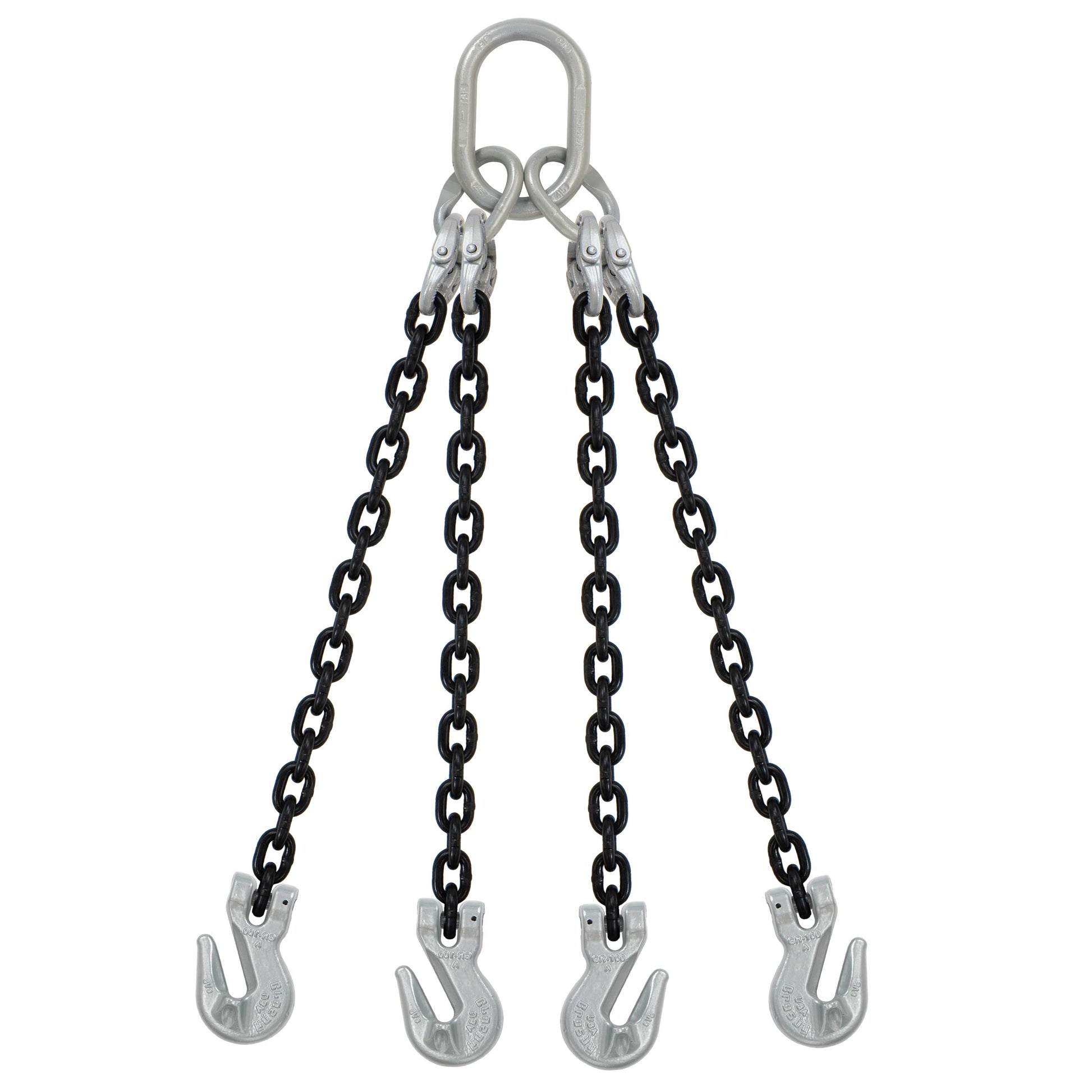 58 inch x 18 foot Crosby 4 Leg Chain Sling w Grab Hooks Grade 100 image 1 of 2