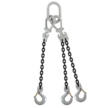 58 inch x 15 foot Crosby Adjustable 3 Leg Chain Sling w Sling Hooks Grade 100 image 1 of 2