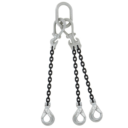 58 inch x 10 foot Crosby Adjustable 3 Leg Chain Sling w SelfLocking Hooks Grade 100 image 1 of 2