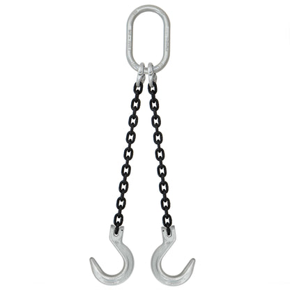 12 inch x 6 foot Crosby 2 Leg Chain Sling w Foundry Hooks Grade 100 image 1 of 2