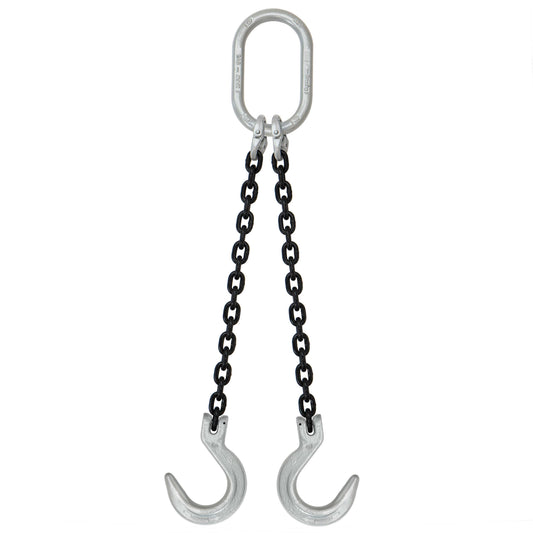 12 inch x 10 foot Crosby 2 Leg Chain Sling w Foundry Hooks Grade 100 image 1 of 2