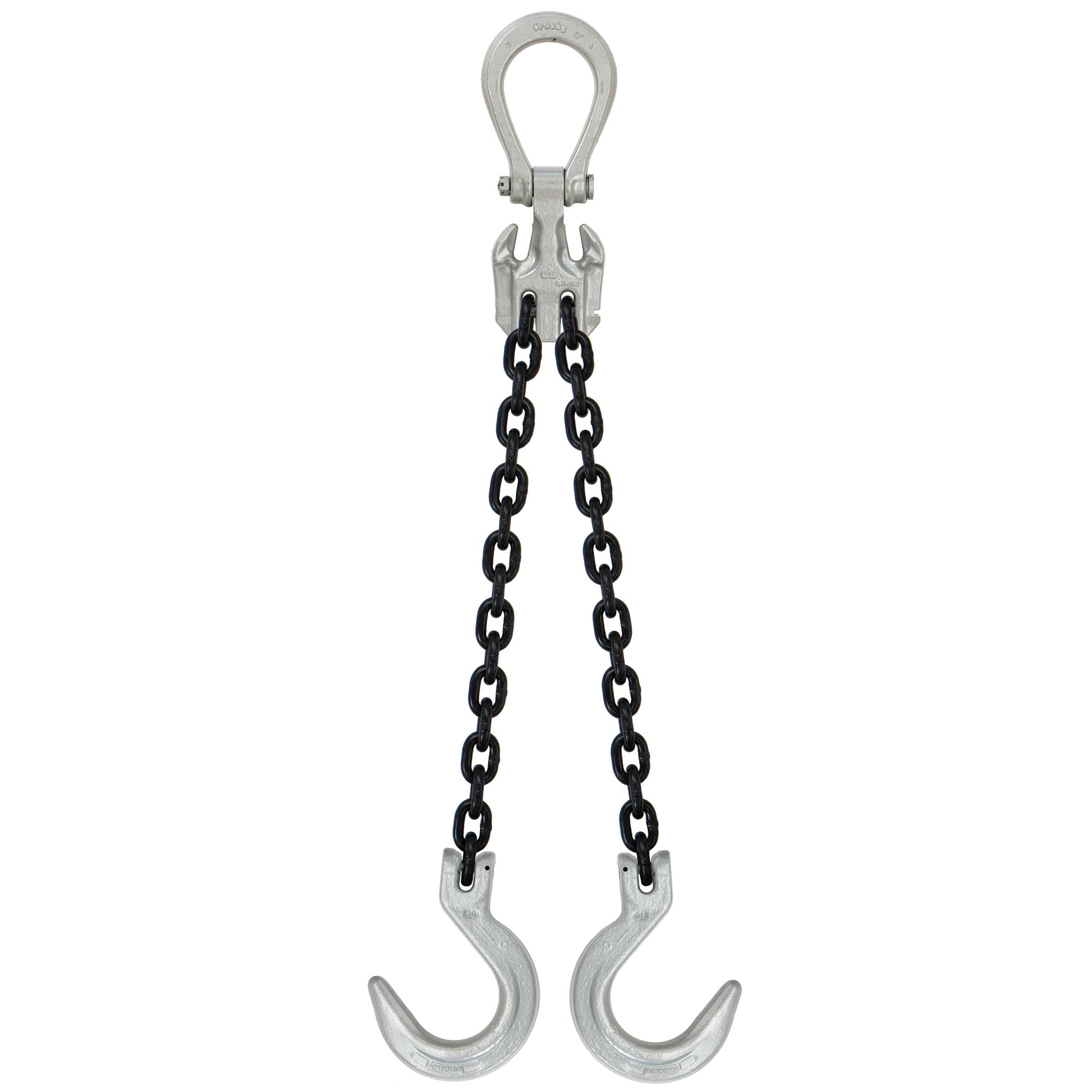 12 inch x 20 foot Crosby Adjustable 2 Leg Chain Sling w Foundry Hooks Grade 100 image 1 of 2