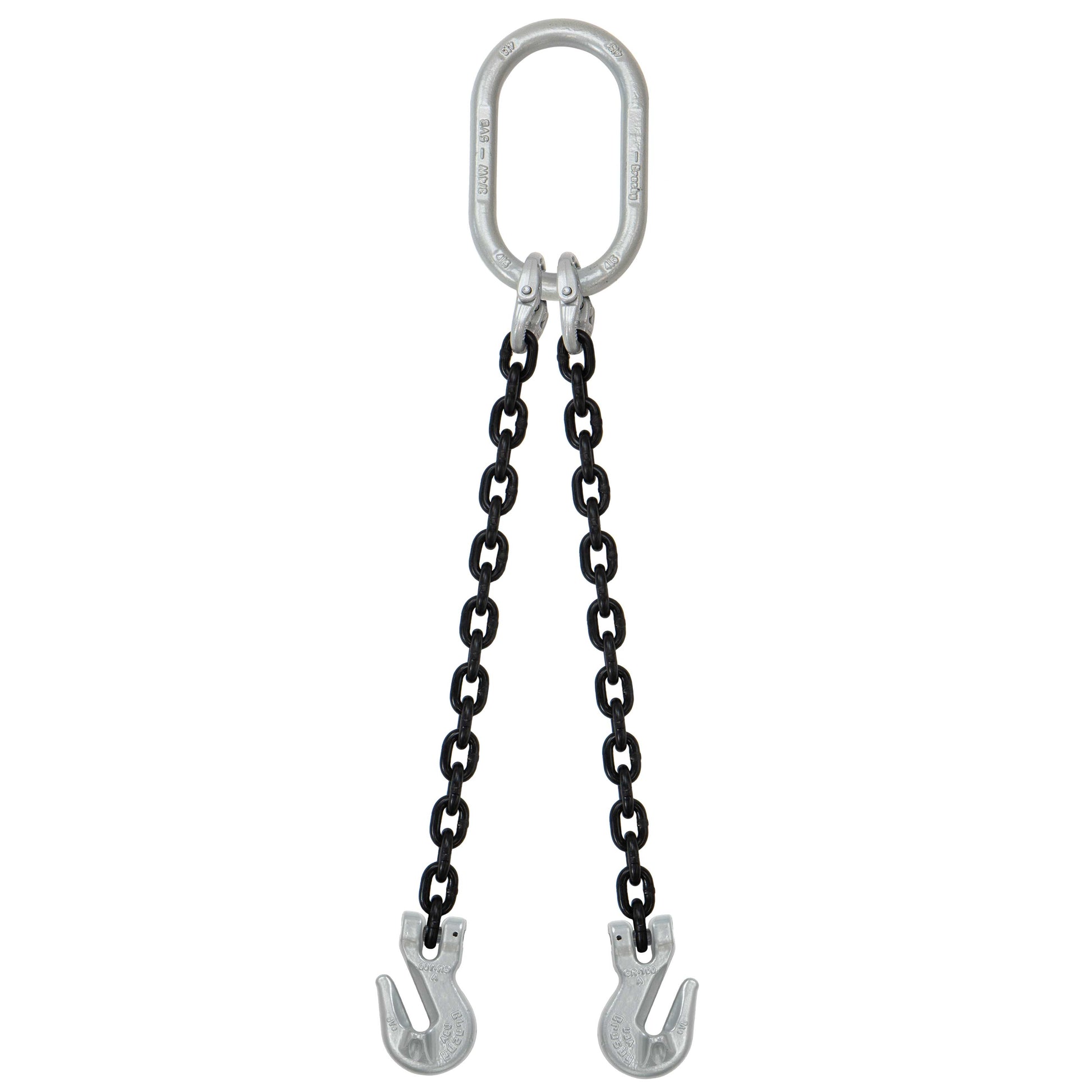12 inch x 6 foot Crosby 2 Leg Chain Sling w Grab Hooks Grade 100 image 1 of 2