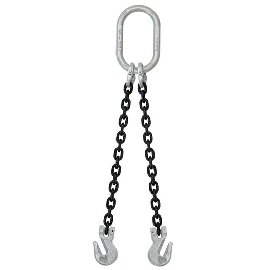 12 inch x 16 foot Crosby 2 Leg Chain Sling w Grab Hooks Grade 100 image 1 of 2
