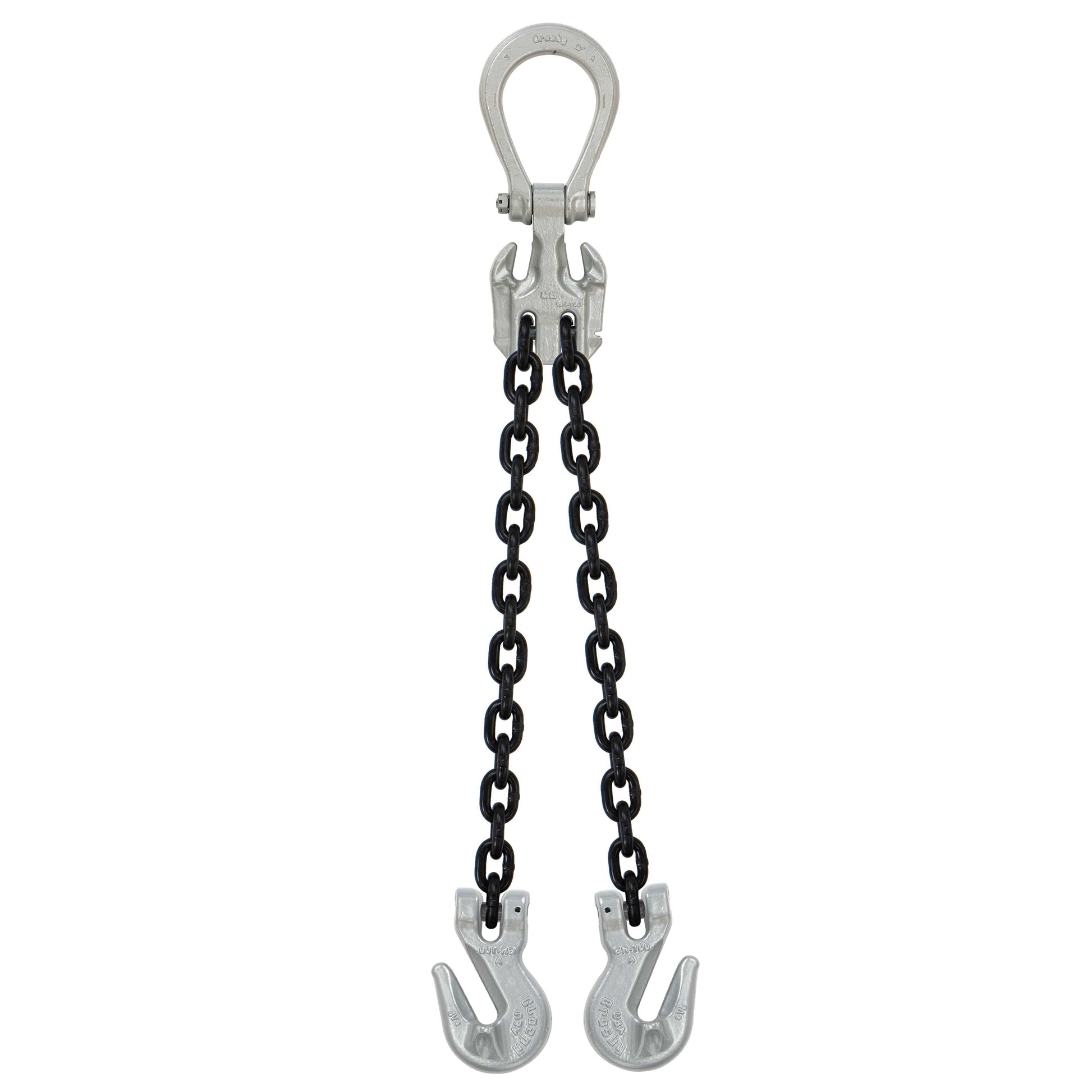 12 inch x 20 foot Crosby Adjustable 2 Leg Chain Sling w Grab Hooks Grade 100 image 1 of 2