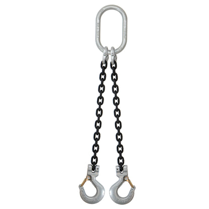 12 inch x 4 foot Crosby 2 Leg Chain Sling w Sling Hooks Grade 100 image 1 of 2