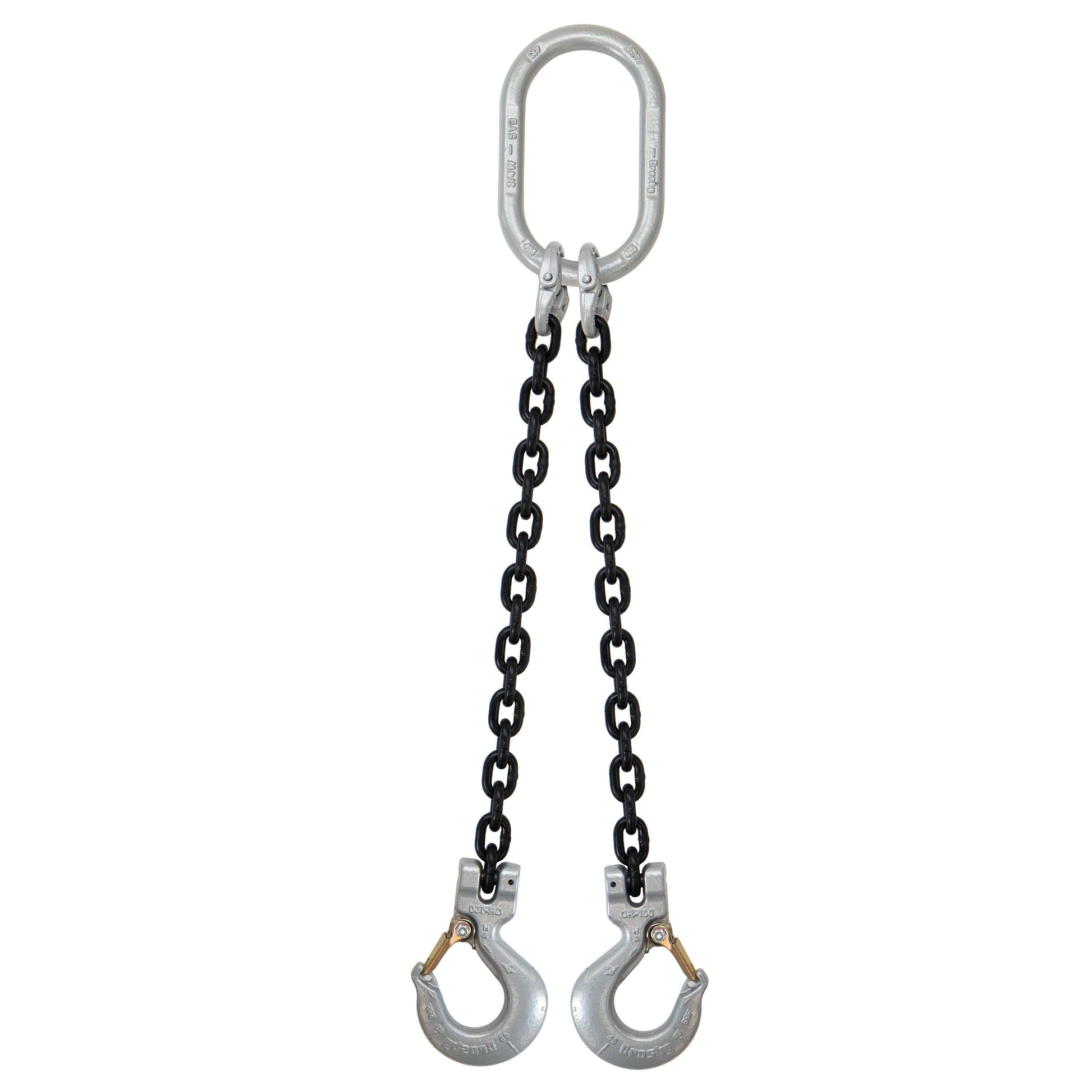12 inch x 6 foot Crosby 2 Leg Chain Sling w Sling Hooks Grade 100 image 1 of 2