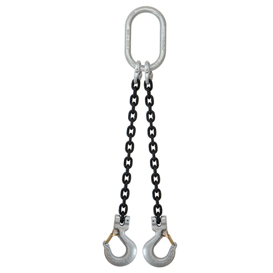 12 inch x 12 foot Crosby 2 Leg Chain Sling w Sling Hooks Grade 100 image 1 of 2