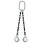 12 inch x 8 foot Crosby 2 Leg Chain Sling w SelfLocking Hooks Grade 100 image 1 of 2