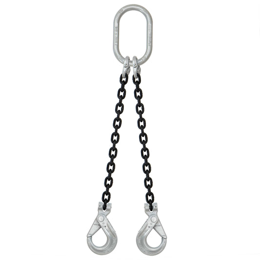 12 inch x 20 foot Crosby 2 Leg Chain Sling w SelfLocking Hooks Grade 100 image 1 of 2