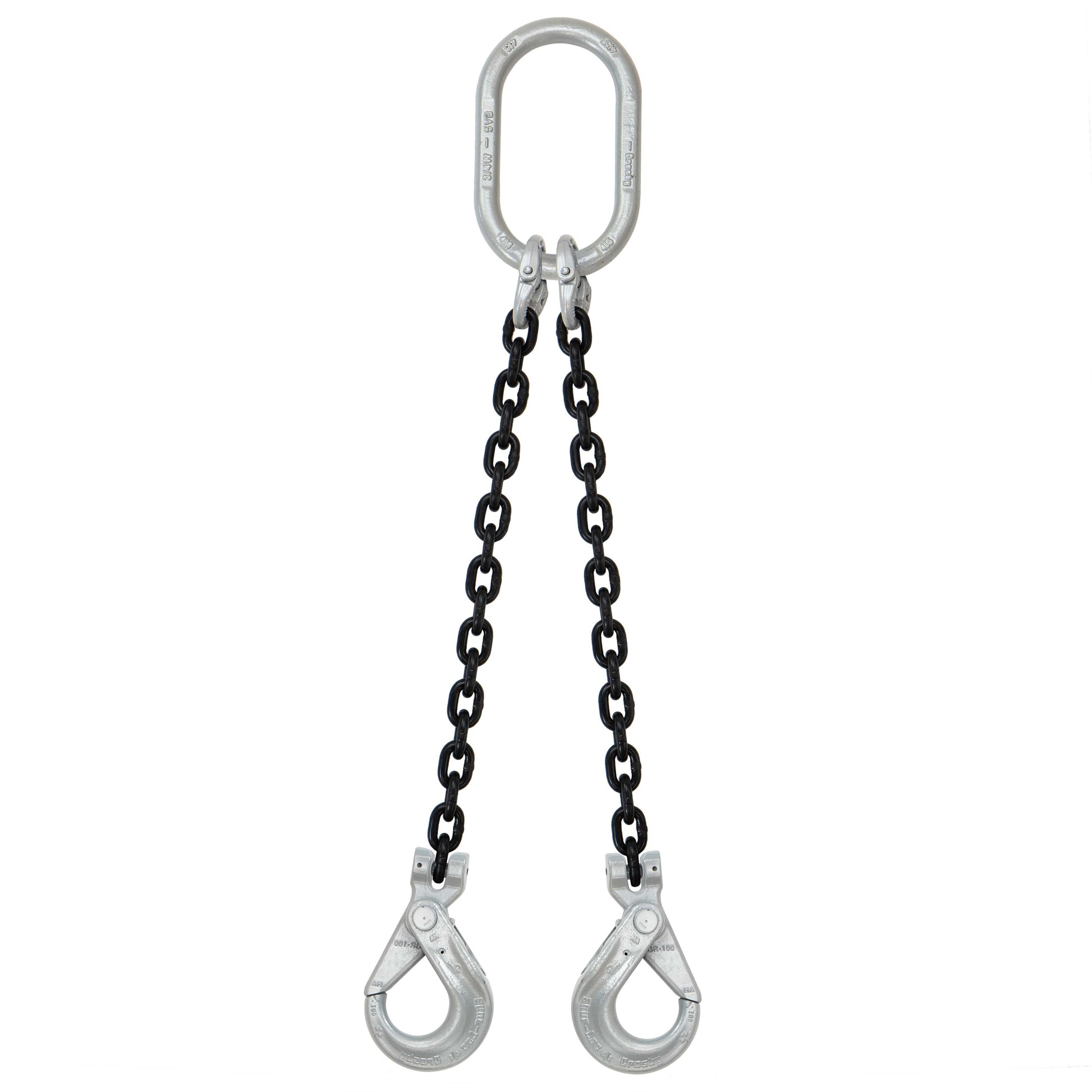 12 inch x 3 foot Crosby 2 Leg Chain Sling w SelfLocking Hooks Grade 100 image 1 of 2