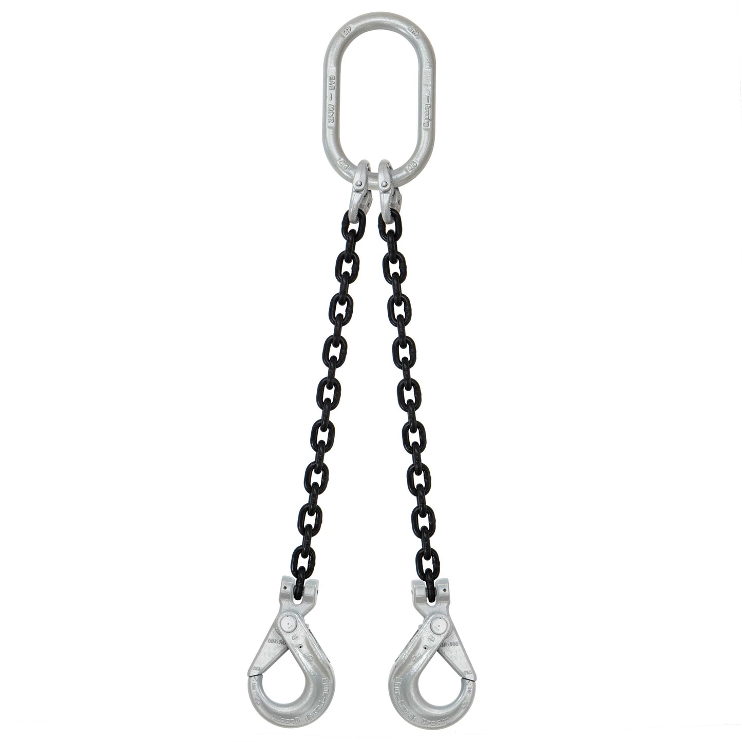 38 inch x 14 foot Crosby 2 Leg Chain Sling w SelfLocking Hooks Grade 100 image 1 of 2