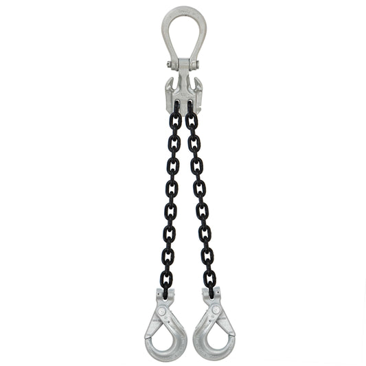 12 inch x 15 foot Crosby Adjustable 2 Leg Chain Sling w SelfLocking Hooks Grade 100 image 1 of 2