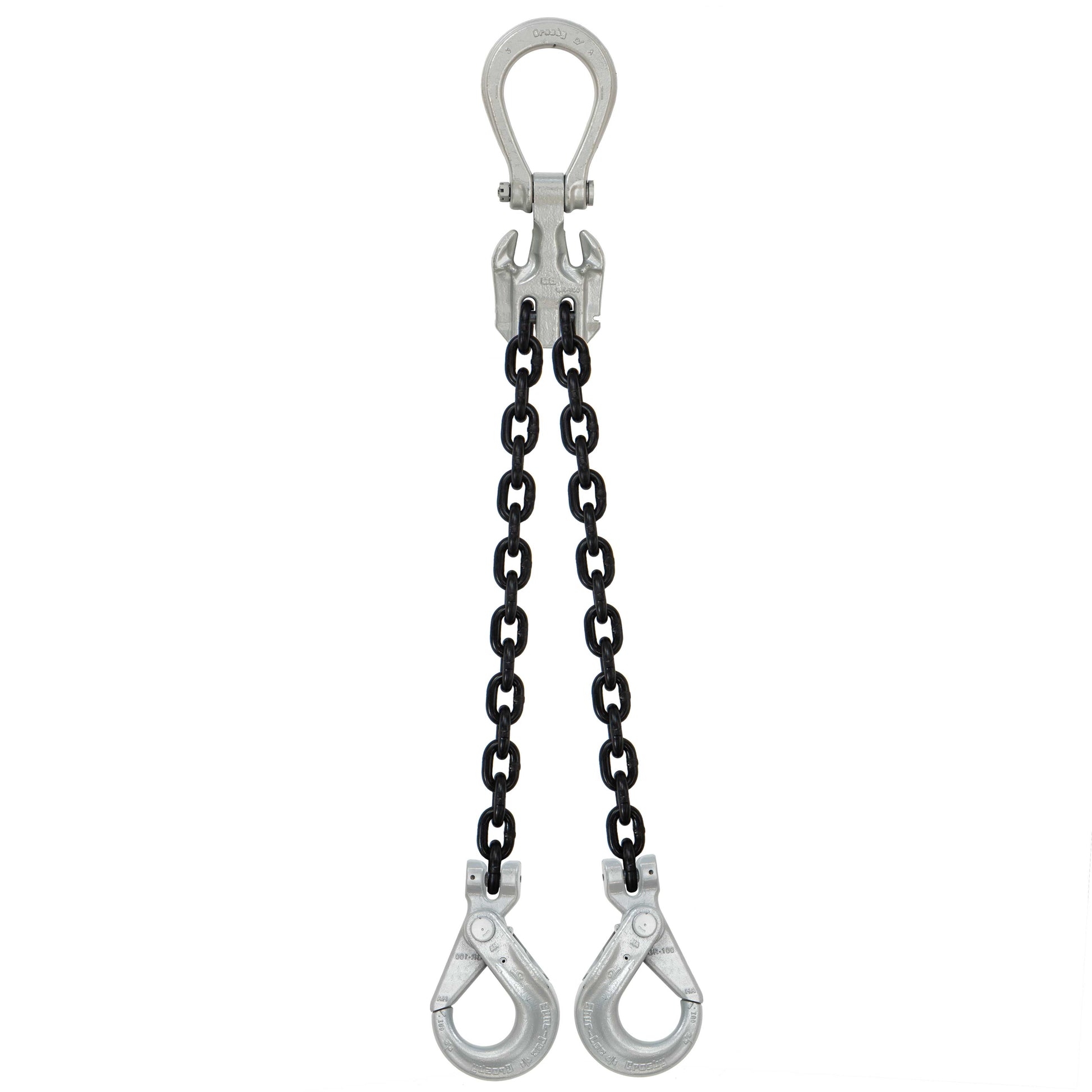 38 inch x 10 foot Crosby Adjustable 2 Leg Chain Sling w SelfLocking Hooks Grade 100 image 1 of 2