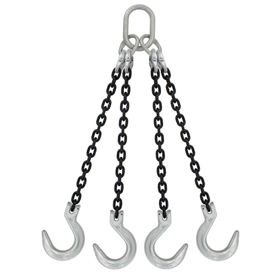 12 inch x 10 foot Crosby 4 Leg Chain Sling w Foundry Hooks Grade 100 image 1 of 2