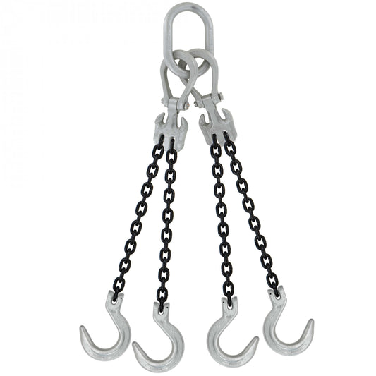 516 inch x 15 foot Crosby Adjustable 4 Leg Chain Sling w Foundry Hooks Grade 100 image 1 of 2