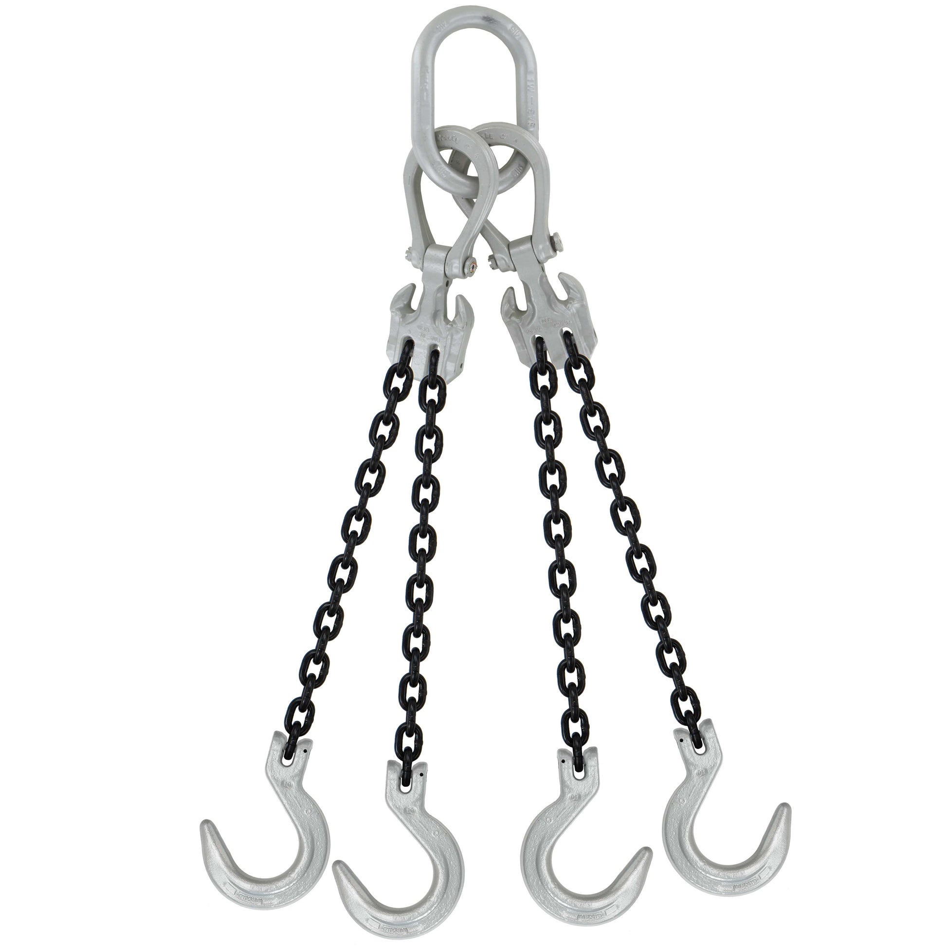 58 inch x 20 foot Crosby Adjustable 4 Leg Chain Sling w Foundry Hooks Grade 100 image 1 of 2