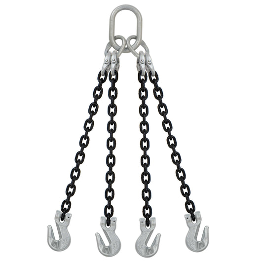 12 inch x 5 foot Crosby 4 Leg Chain Sling w Grab Hooks Grade 100 image 1 of 2