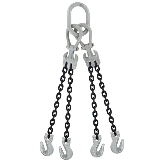 38 inch x 10 foot Crosby Adjustable 4 Leg Chain Sling w Grab Hooks Grade 100 image 1 of 2