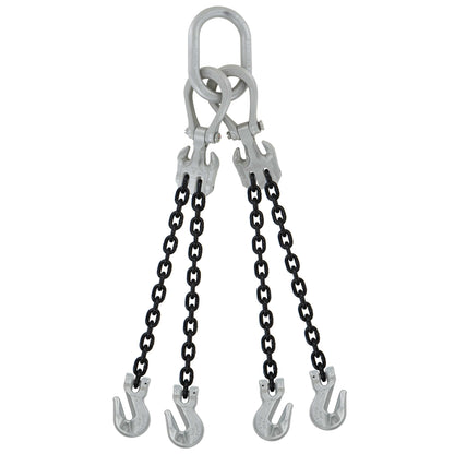 12 inch x 20 foot Crosby Adjustable 4 Leg Chain Sling w Grab Hooks Grade 100 image 1 of 2