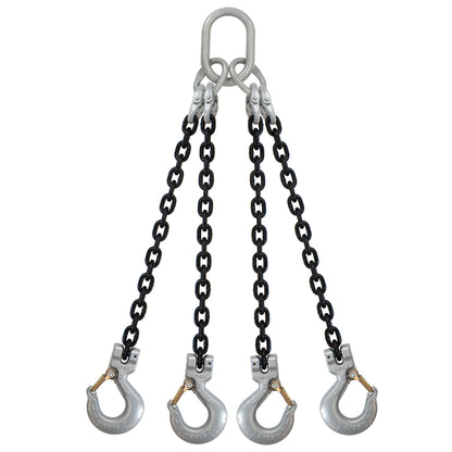 12 inch x 10 foot Crosby 4 Leg Chain Sling w Sling Hooks Grade 100 image 1 of 2