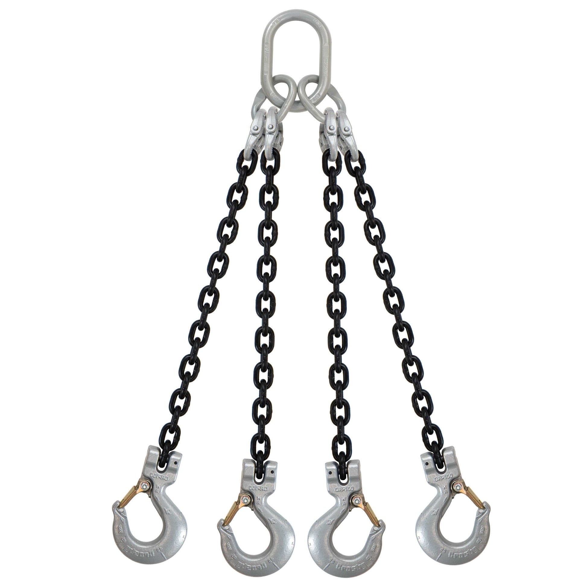 12 inch x 3 foot Crosby 4 Leg Chain Sling w Sling Hooks Grade 100 image 1 of 2