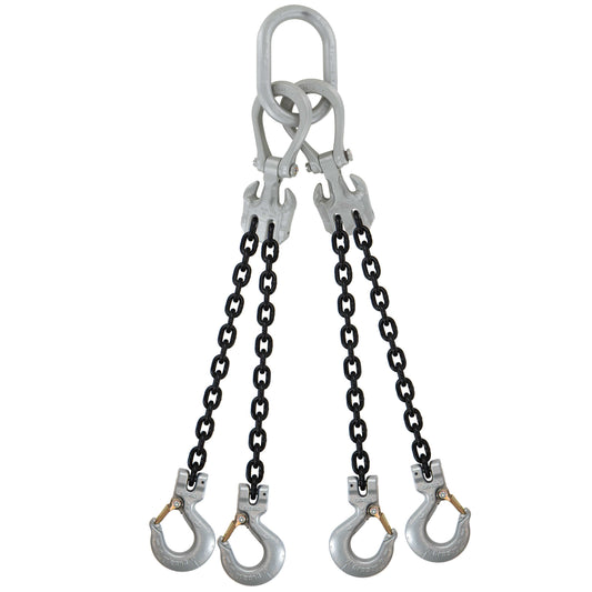 516 inch x 5 foot Crosby Adjustable 4 Leg Chain Sling w Sling Hooks Grade 100 image 1 of 2