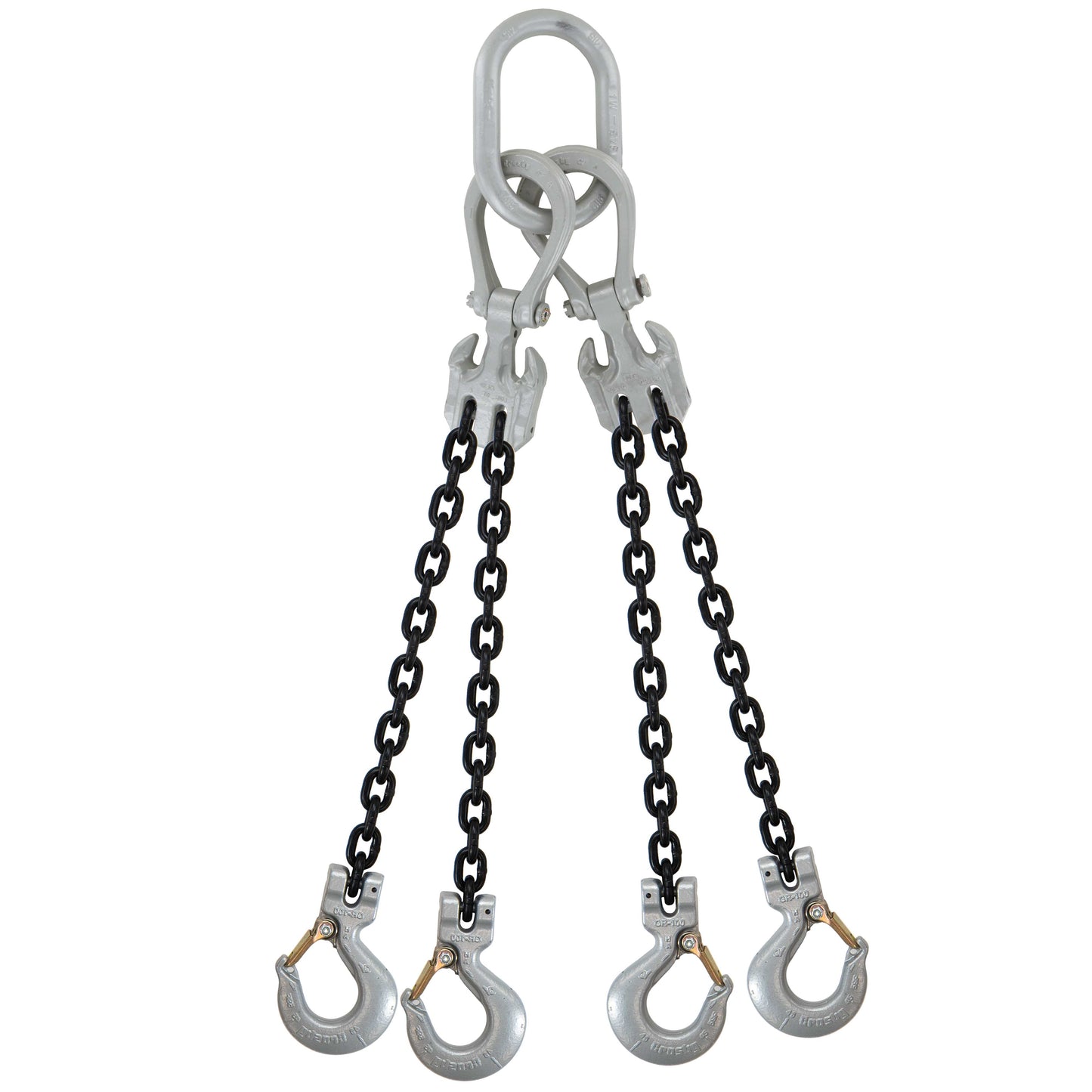 12 inch x 15 foot Crosby Adjustable 4 Leg Chain Sling w Sling Hooks Grade 100 image 1 of 2
