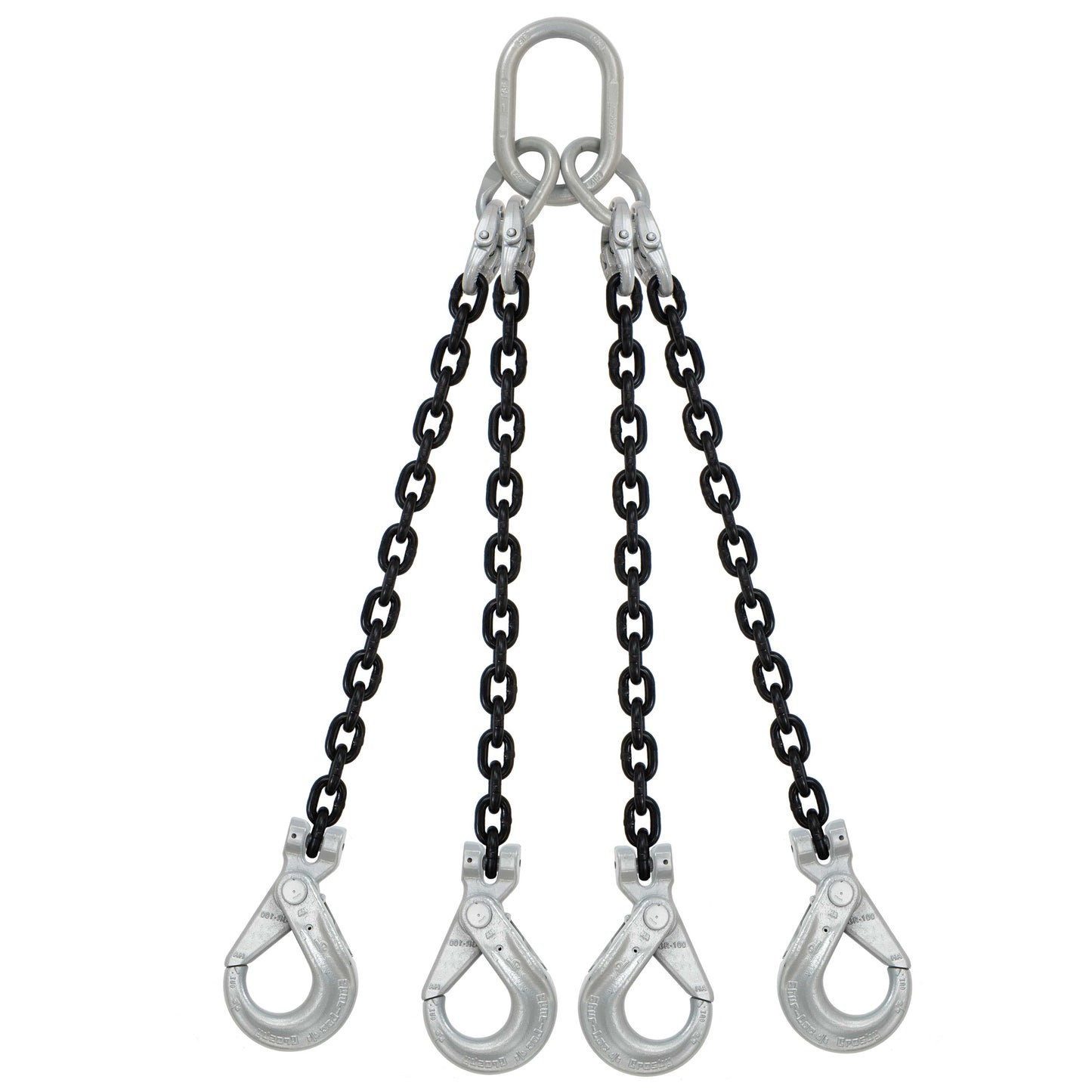 12 inch x 3 foot Crosby 4 Leg Chain Sling w SelfLocking Hooks Grade 100 image 1 of 2