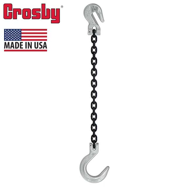 12 inch x 10 foot Crosby Single Leg Chain Sling w Grab & Foundry Hooks Grade 100 image 2 of 2