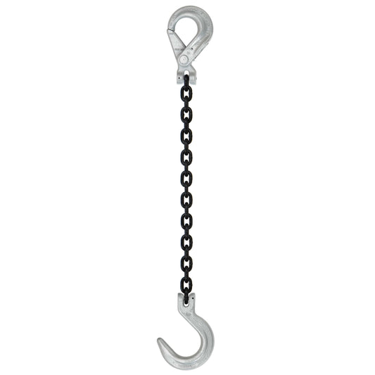 12 inch x 4 foot Crosby Single Leg Chain Sling w SelfLocking Foundry Hooks Grade 100 image 1 of 2