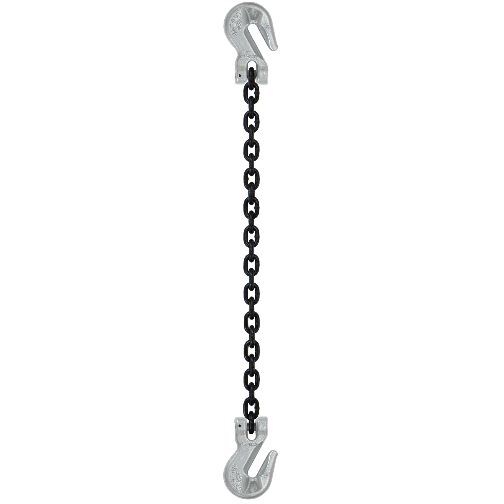 38 inch x 16 foot Crosby Single Leg Chain Sling w Grab & Grab Hooks Grade 100 image 1 of 2