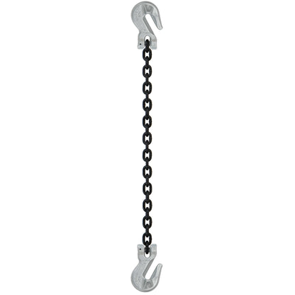 58 inch x 5 foot Crosby Single Leg Chain Sling w Grab & Grab Hooks Grade 100 image 1 of 2