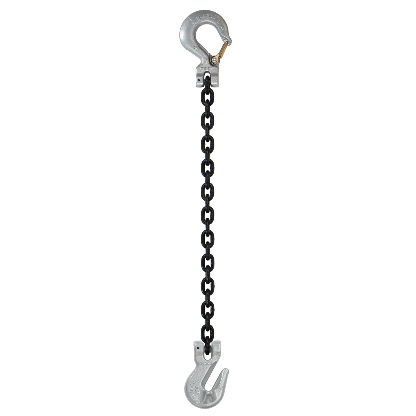 58 inch x 12 foot Crosby Single Leg Chain Sling w Grab & Sling Hooks Grade 100 image 1 of 2