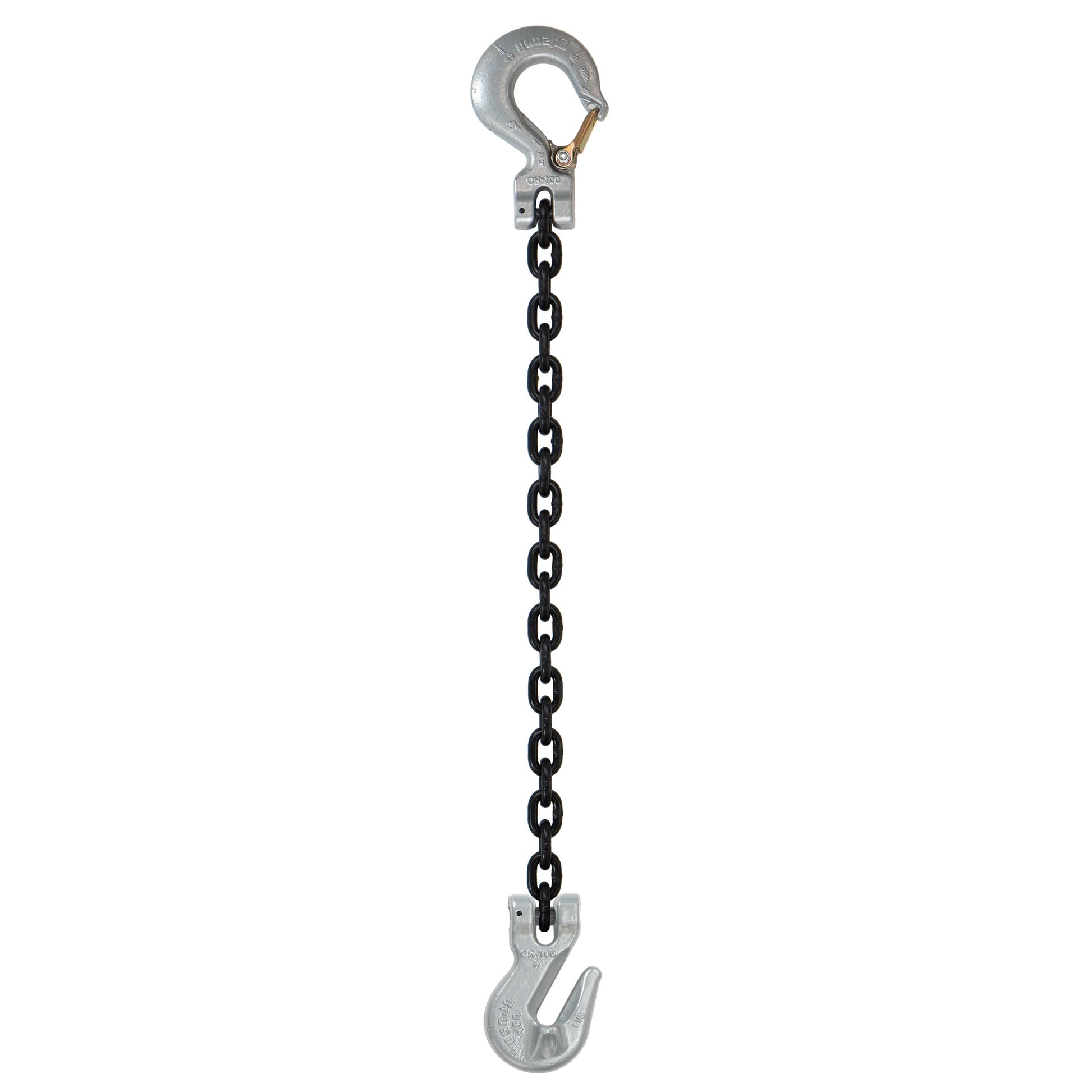 58 inch x 12 foot Crosby Single Leg Chain Sling w Grab & Sling Hooks Grade 100 image 1 of 2