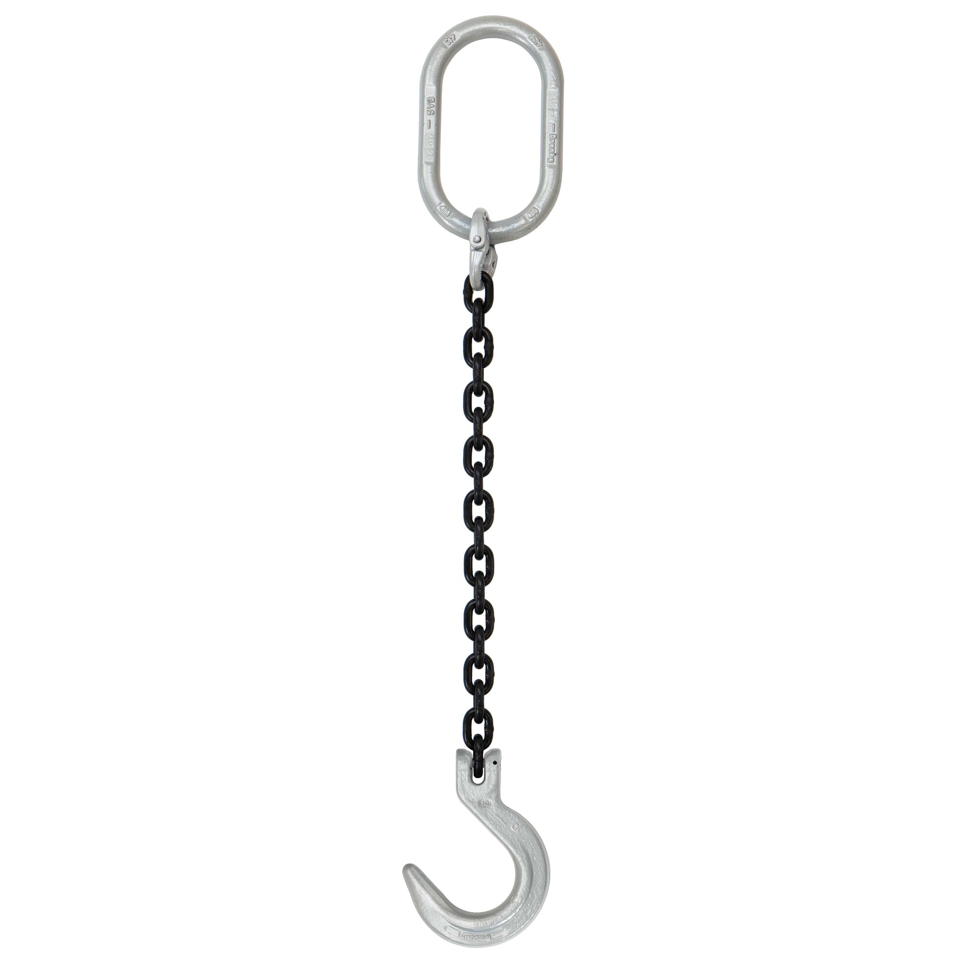 12 inch x 10 foot Crosby Single Leg Chain Sling w Foundry Hook Grade 100 image 1 of 2