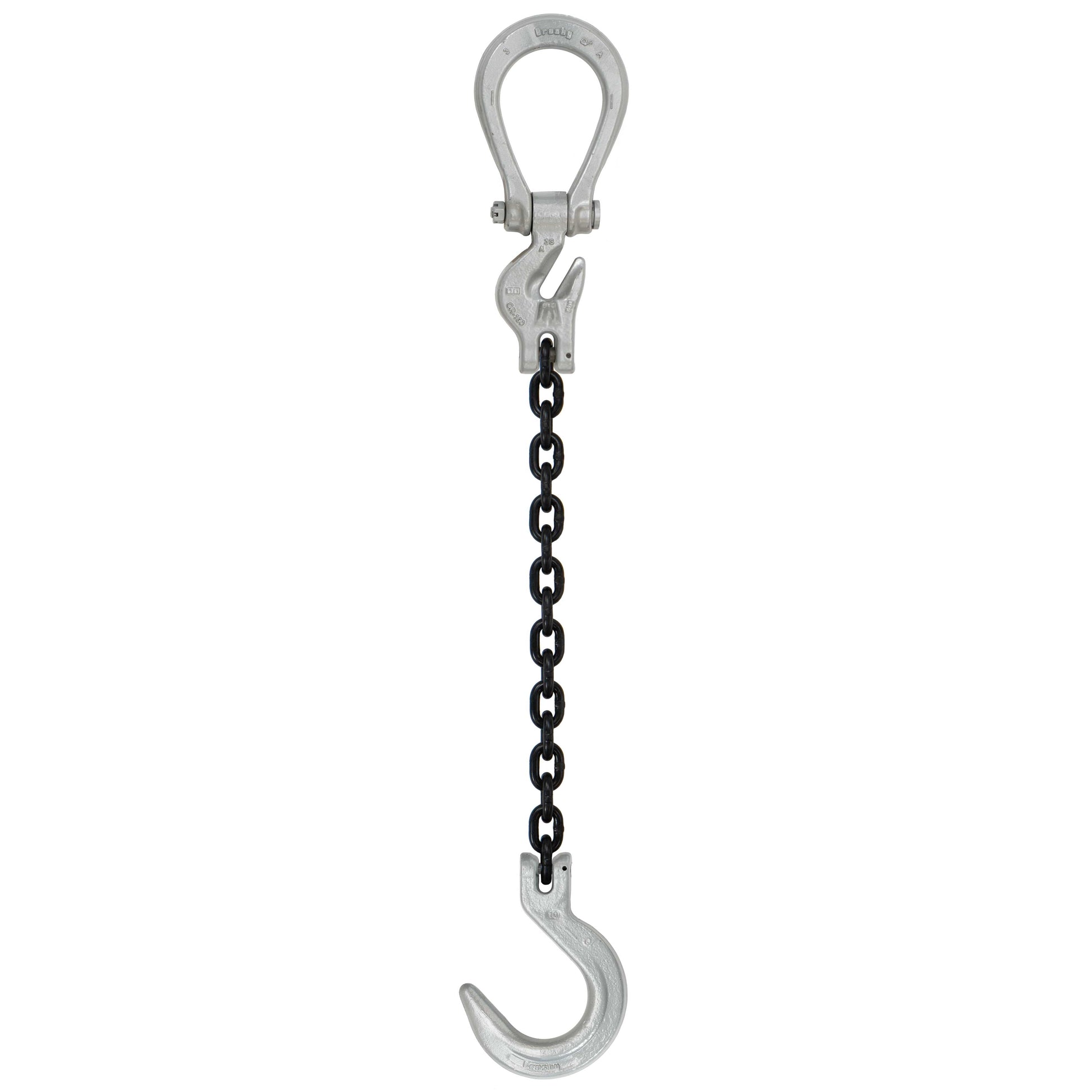 12 inch x 20 foot Crosby Adjustable Single Leg Chain Sling w Foundry Hook Grade 100 image 1 of 2