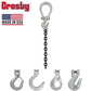 932 inch x 5 foot Crosby Adjustable Single Leg Chain Sling w Grab Hook Grade 100 image 2 of 2