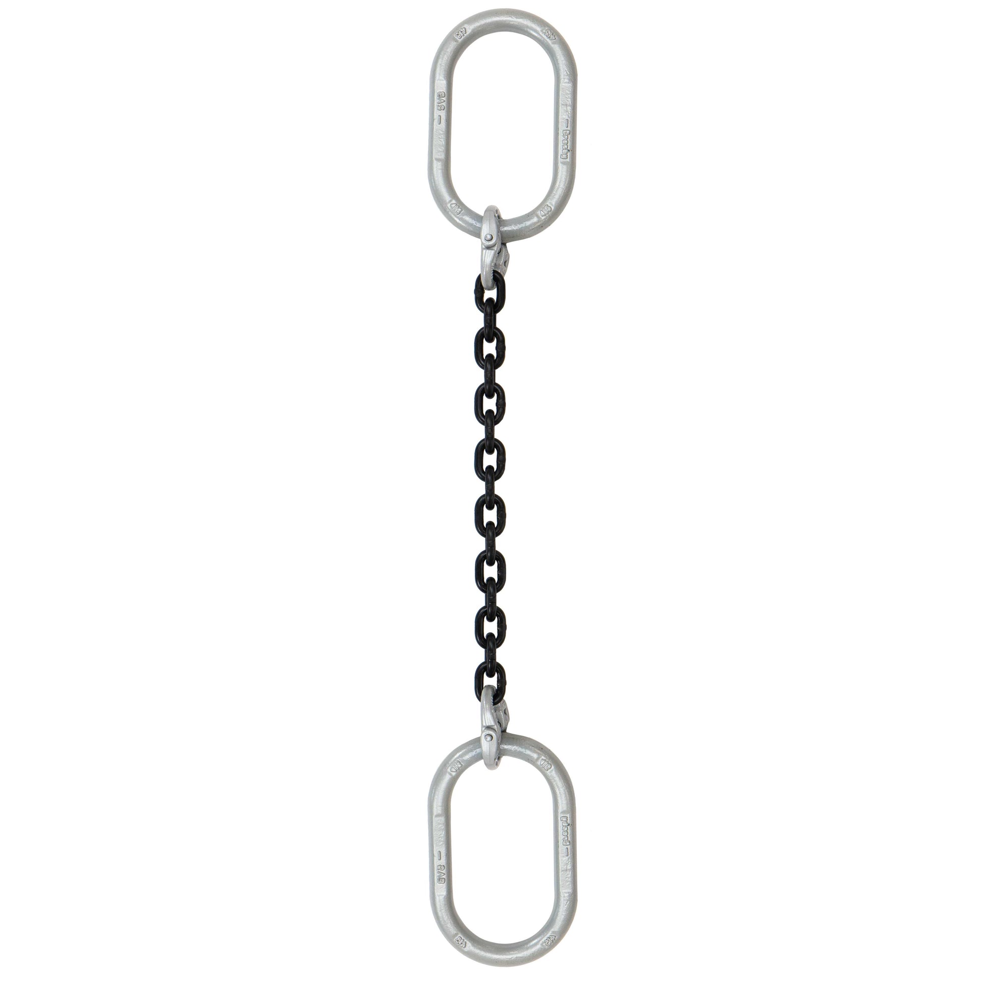 12 inch x 3 foot Crosby Single Leg Chain Sling w Oblong Master Links Grade 100 image 1 of 2