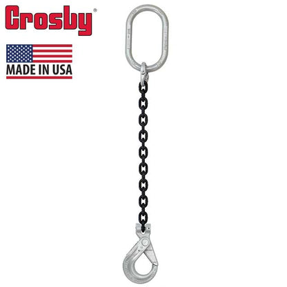 12 inch x 3 foot Crosby Single Leg Chain Sling w SelfLocking Hook Grade 100 image 2 of 2