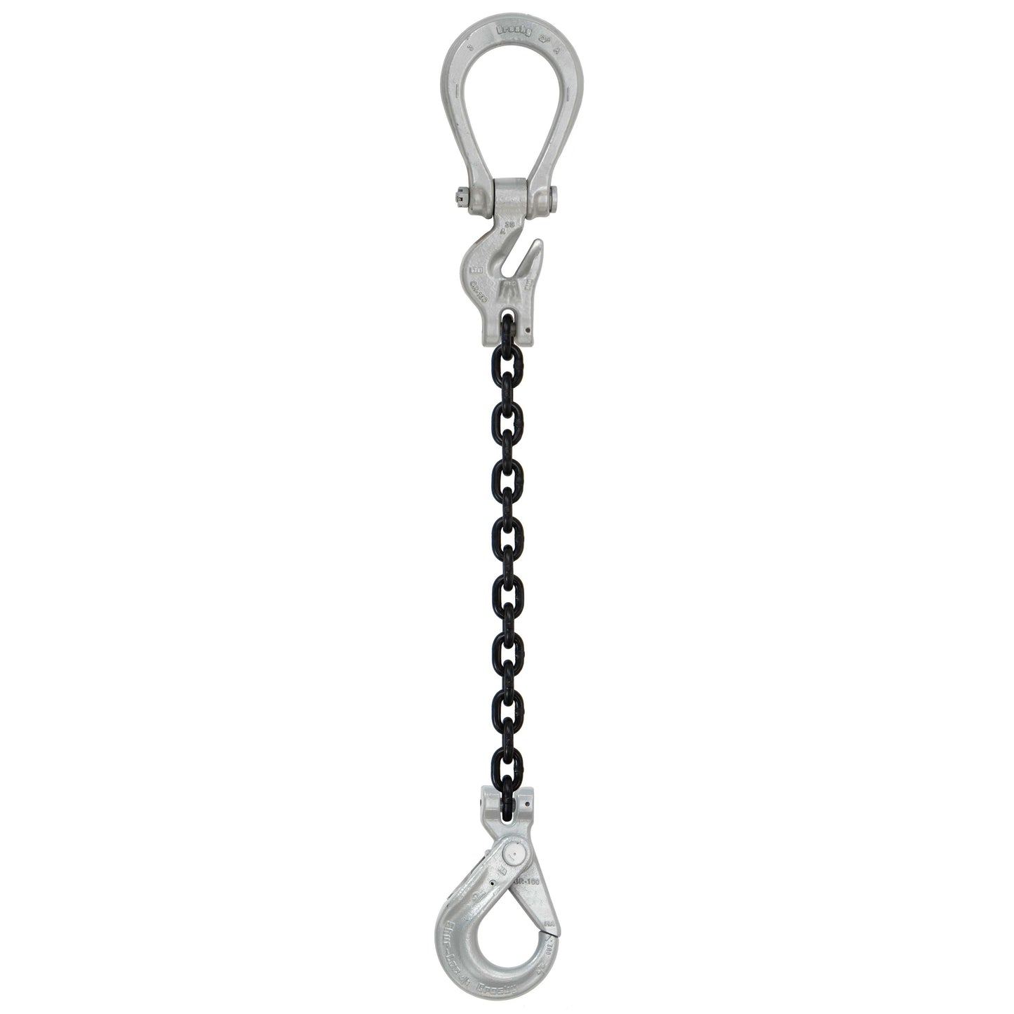 12 inch x 15 foot Crosby Adjustable Single Leg Chain Sling w SelfLocking Hook Grade 100 image 1 of 2
