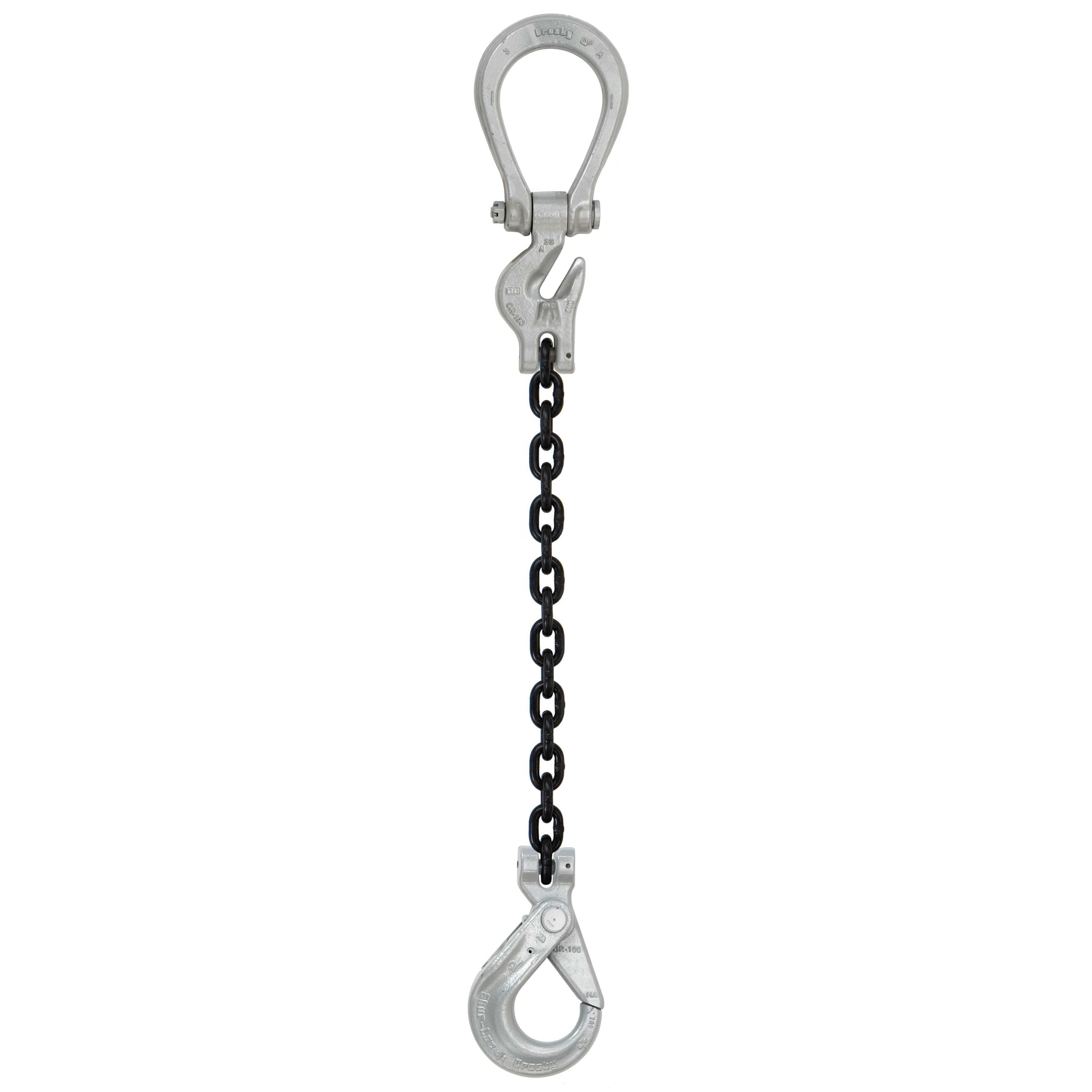 516 inch x 15 foot Crosby Adjustable Single Leg Chain Sling w SelfLocking Hook Grade 100 image 1 of 2