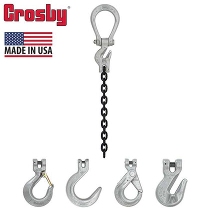 12 inch x 10 foot Crosby Adjustable Single Leg Chain Sling w SelfLocking Hook Grade 100 image 2 of 2