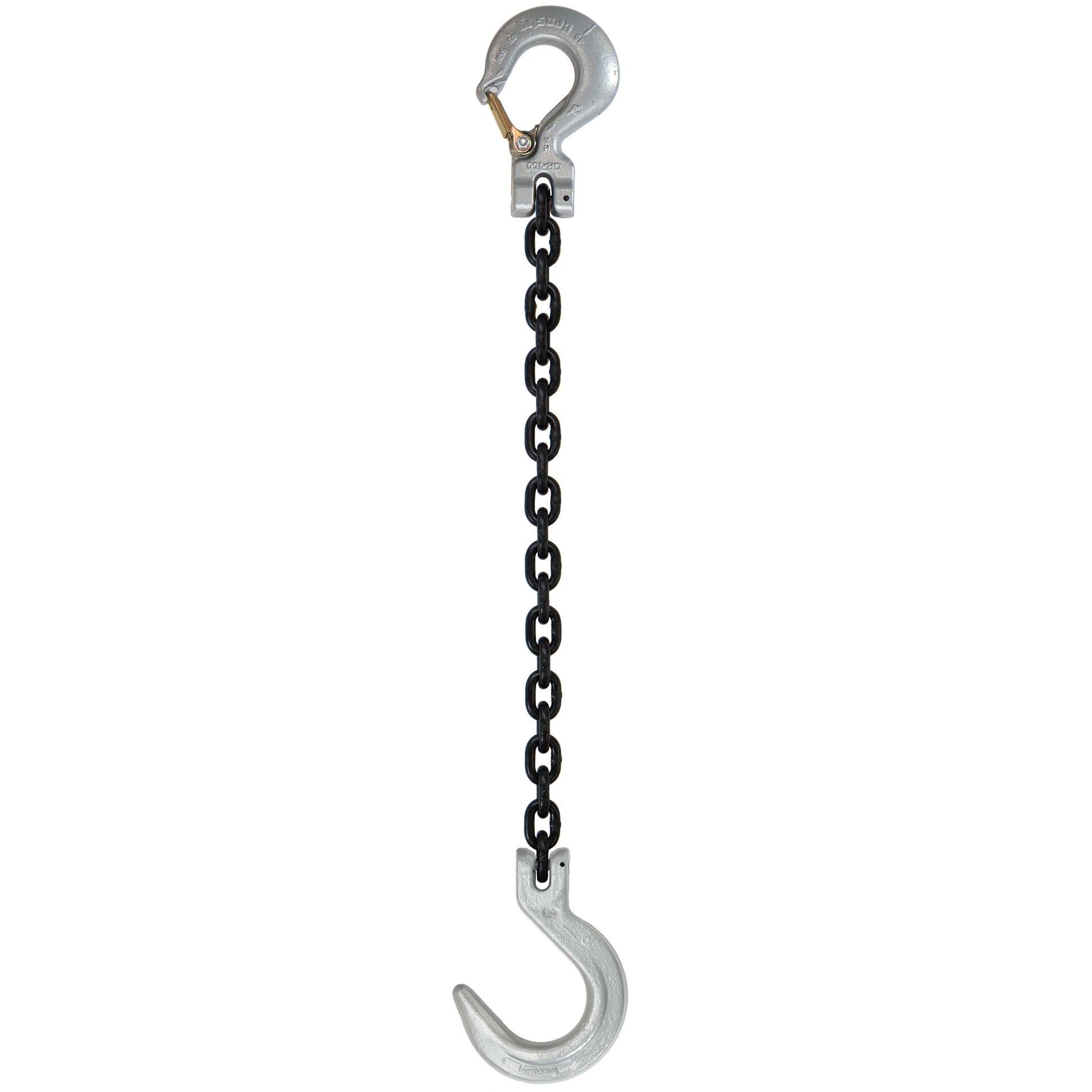 12 inch x 10 foot Crosby Single Leg Chain Sling w Sling & Foundry Hooks Grade 100 image 1 of 2
