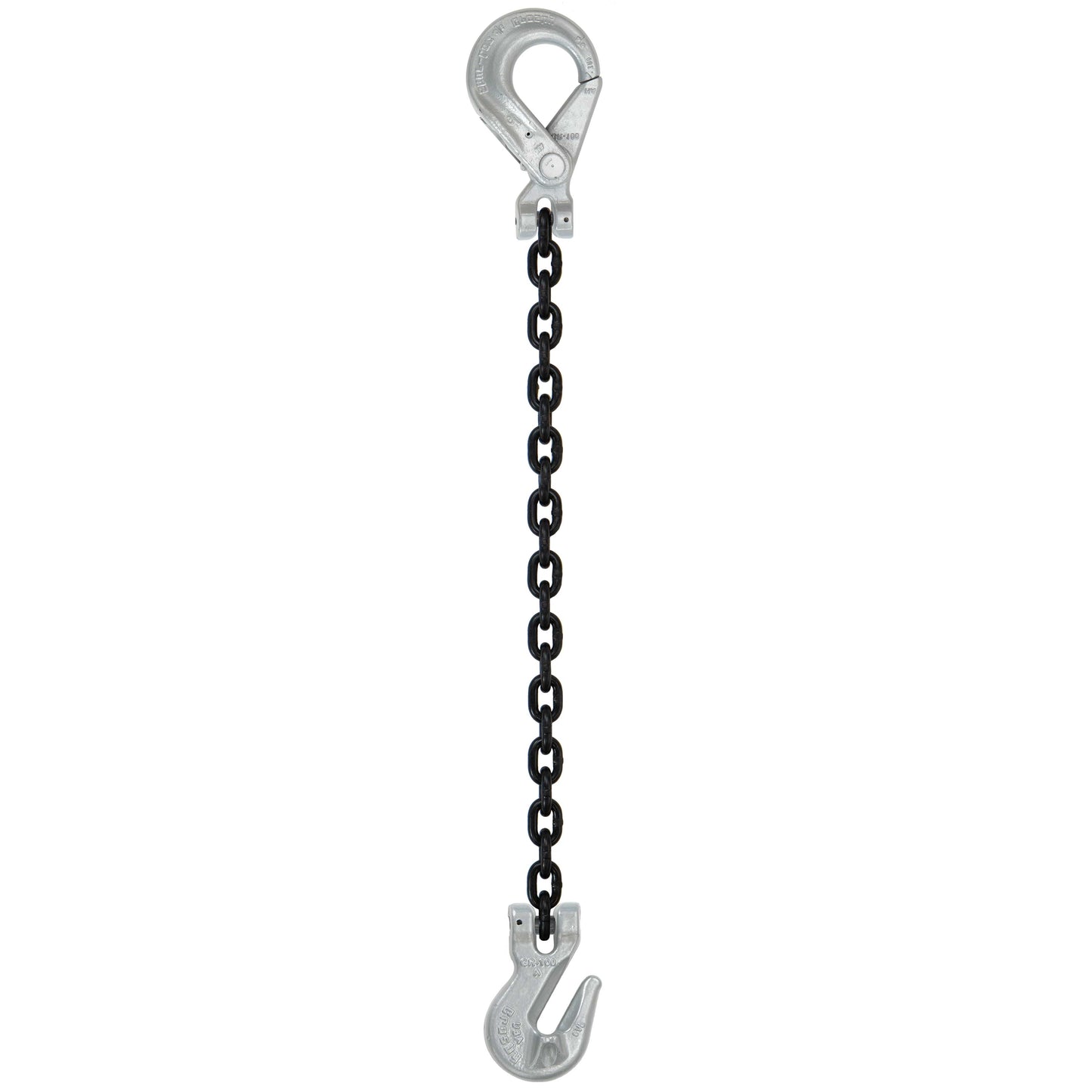 12 inch x 16 foot Crosby Single Leg Chain Sling w Grab & SelfLocking Hooks Grade 100 image 1 of 2